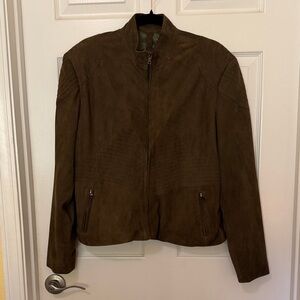 Buttery Soft Olive Suede Moto Jacket made in Morocco L